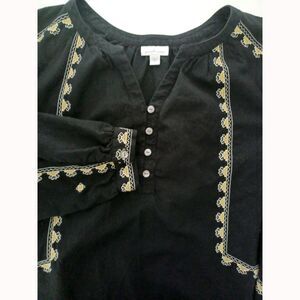 J. Jill Elements Top Large Embroidered Peasant Boho Western Resort‎ Vacation